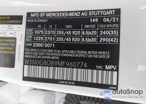 2021 Mercedes-Benz Glc 300 Suv z USA, uszkodzony, nr VIN W1N0G8DB9MF960774